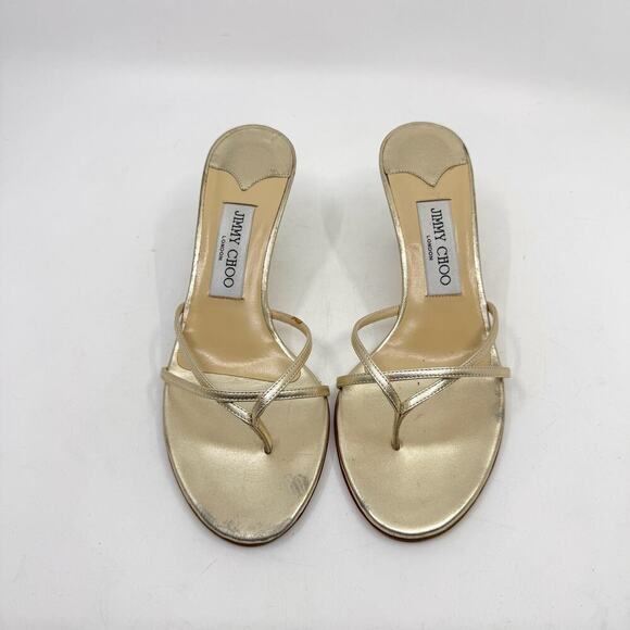 Vintage Y2K JIMMY CHOO ‘Nimbus’ Gold Metallic Kitten Heels - Picture 5 of 11
